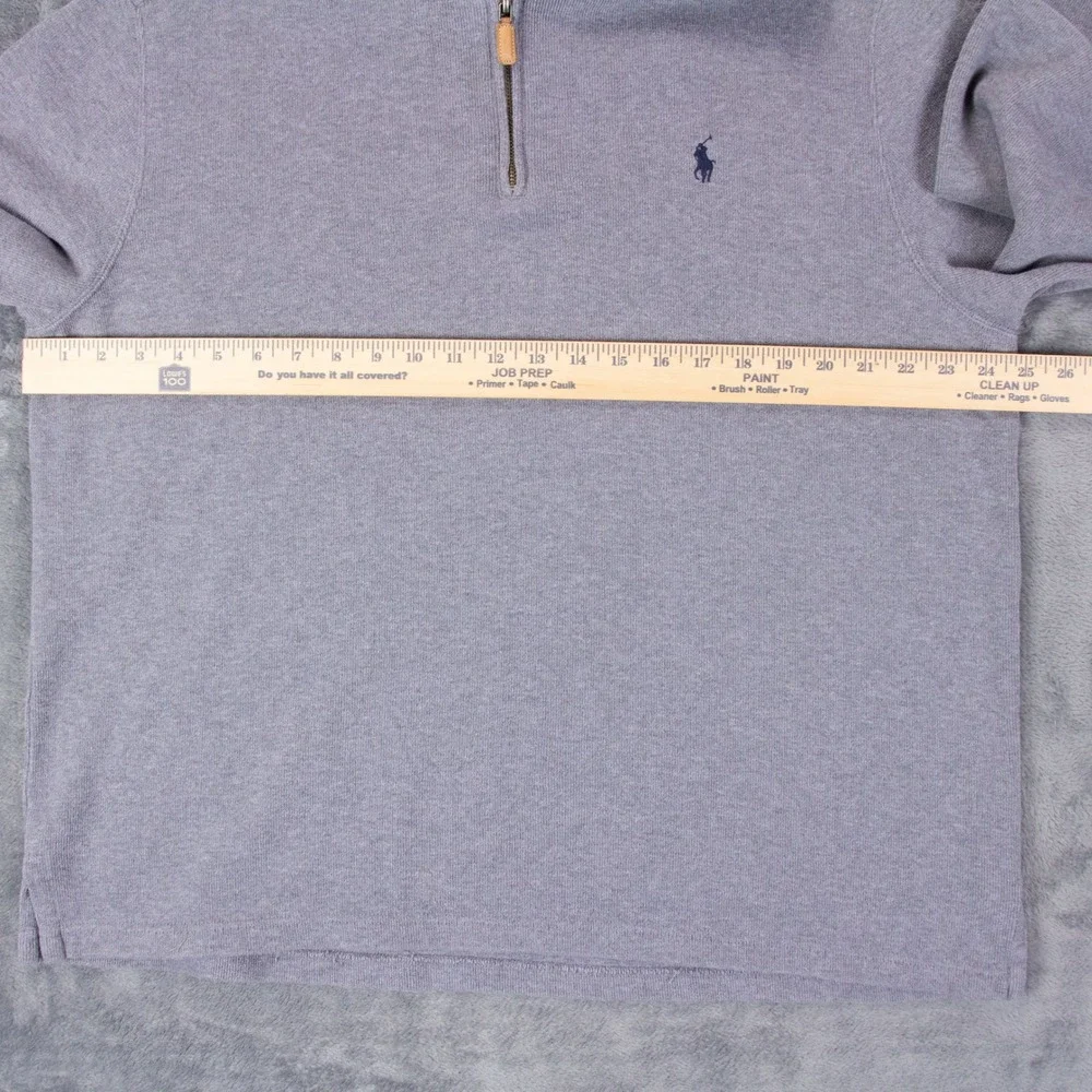 VTG Polo Ralph Lauren Mens XL Quarter Zip Pullover Sweater Gray Cotton Pony‎